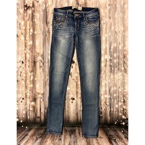 Hollister medium wash gem design skinny jeans